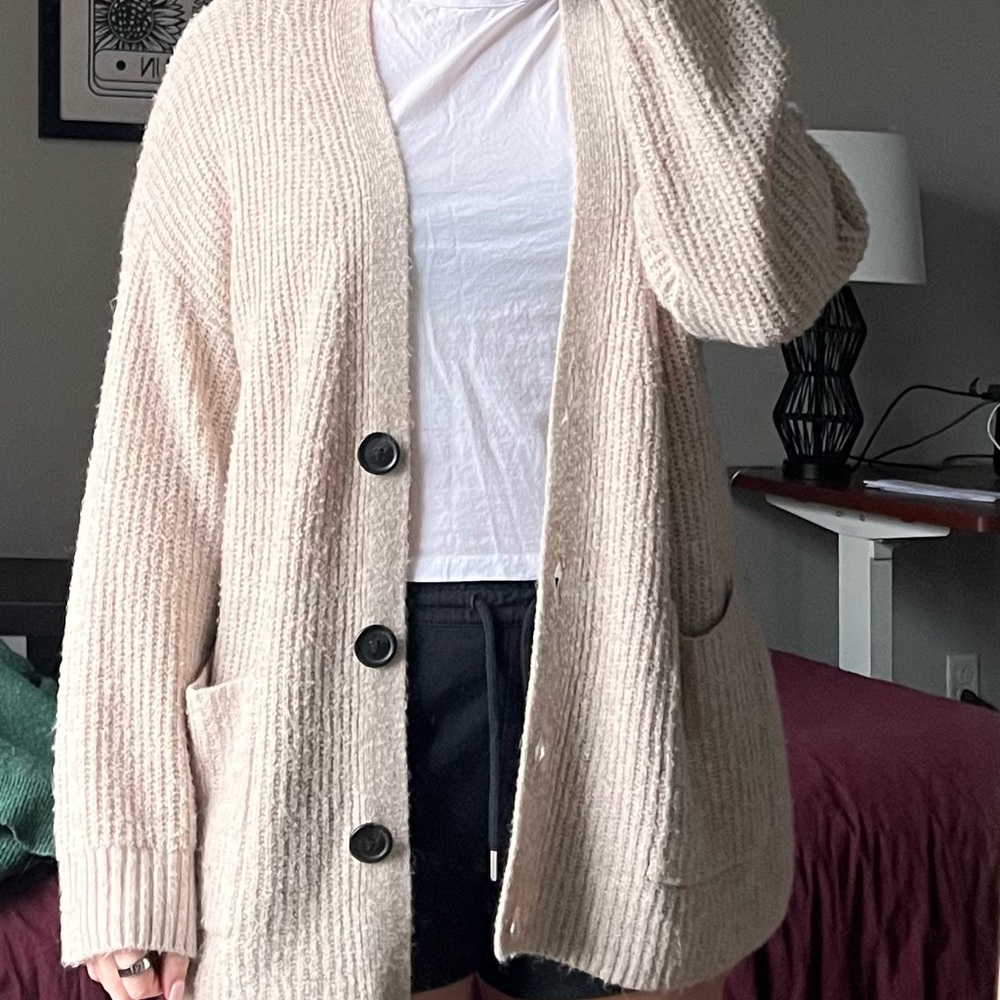 Cozy Cream Button-Up Women's Sweater